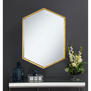 English Elm Cavendish Hexagonal Gold Metal Frame Wall Mirror Geometric Accent for Modern Interiors B062P512413
