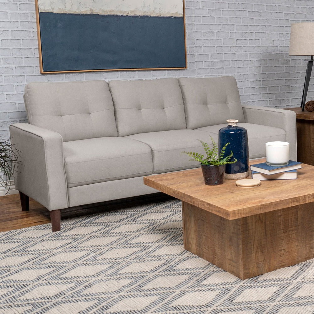 English Elm Harvey Grid Tufted Compact Sofa with Track Arms and Tapered Legs for Modern Living B062P512420