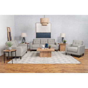 English Elm Harvey Grid Tufted Compact Sofa with Track Arms and Tapered Legs for Modern Living B062P512420