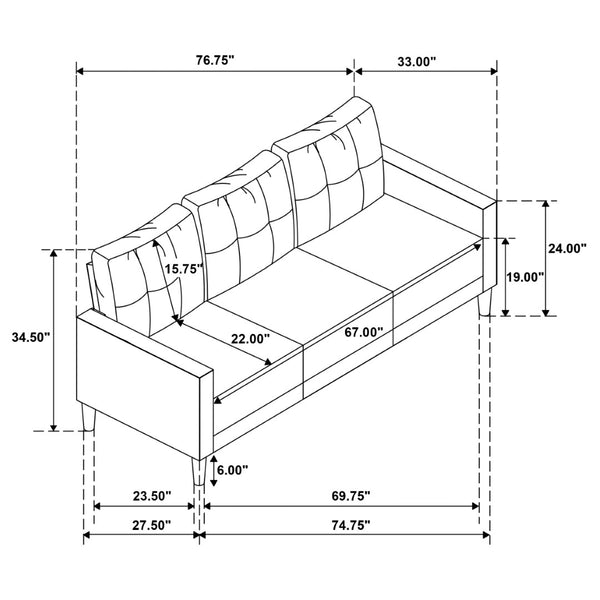 English Elm Heather Woven Fabric Tufted Sofa with Track Arms and Pocket Coil Seating for Living Rooms B062P512421