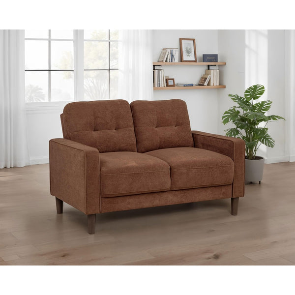 English Elm Heather Tufted Track Arm Polyester Loveseat Compact Tailored Seating for Modern Rooms Rust B062P512422