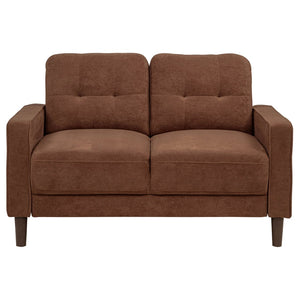 English Elm Heather Tufted Track Arm Polyester Loveseat Compact Tailored Seating for Modern Rooms Rust B062P512422