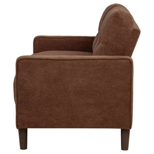 English Elm Heather Tufted Track Arm Polyester Loveseat Compact Tailored Seating for Modern Rooms Rust B062P512422