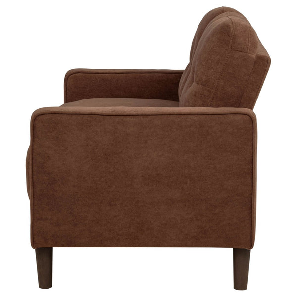 English Elm Heather Tufted Track Arm Polyester Loveseat Compact Tailored Seating for Modern Rooms Rust B062P512422