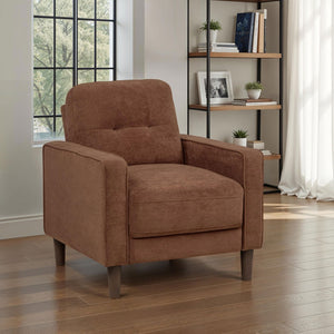 English Elm Heather Rust Polyester Tufted Accent Chair with Track Arms and Tapered Legs B062P512423