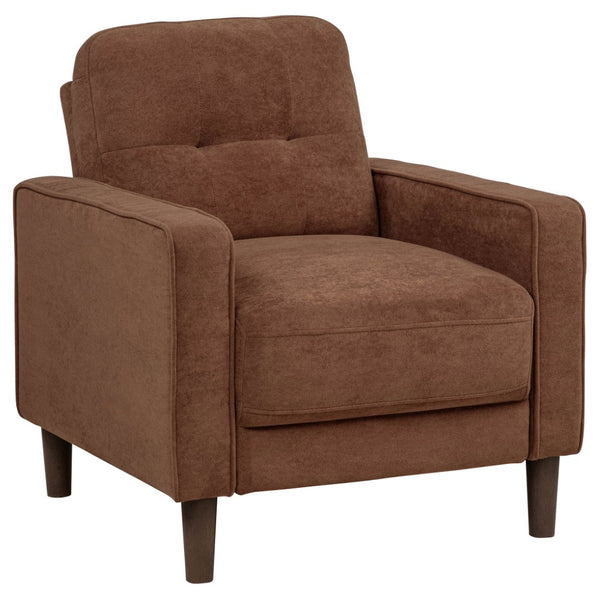 English Elm Heather Rust Polyester Tufted Accent Chair with Track Arms and Tapered Legs B062P512423