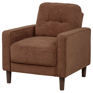 English Elm Heather Rust Polyester Tufted Accent Chair with Track Arms and Tapered Legs B062P512423