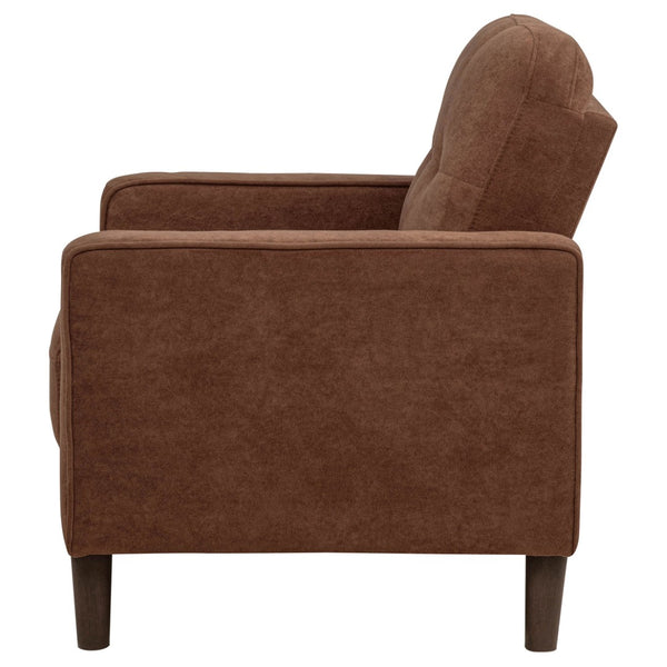 English Elm Heather Rust Polyester Tufted Accent Chair with Track Arms and Tapered Legs B062P512423