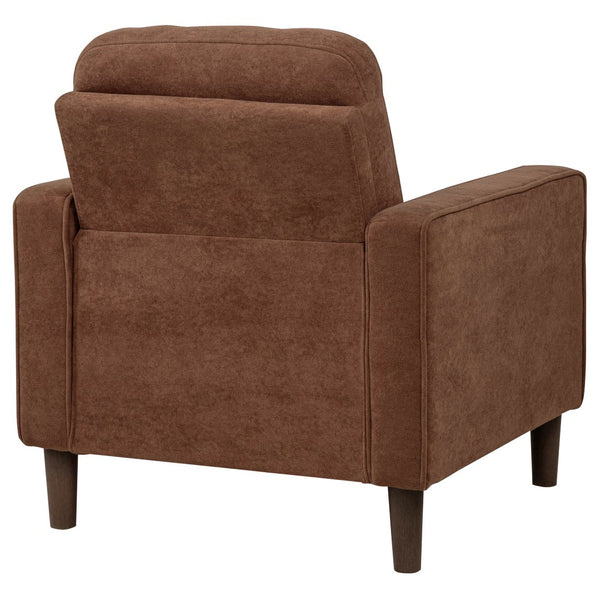English Elm Heather Rust Polyester Tufted Accent Chair with Track Arms and Tapered Legs B062P512423