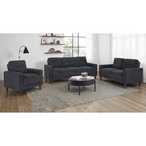 English Elm Heather Tufted Track Arm Polyester Loveseat Compact Tailored Seating for Modern Rooms Steel Gray B062P512429