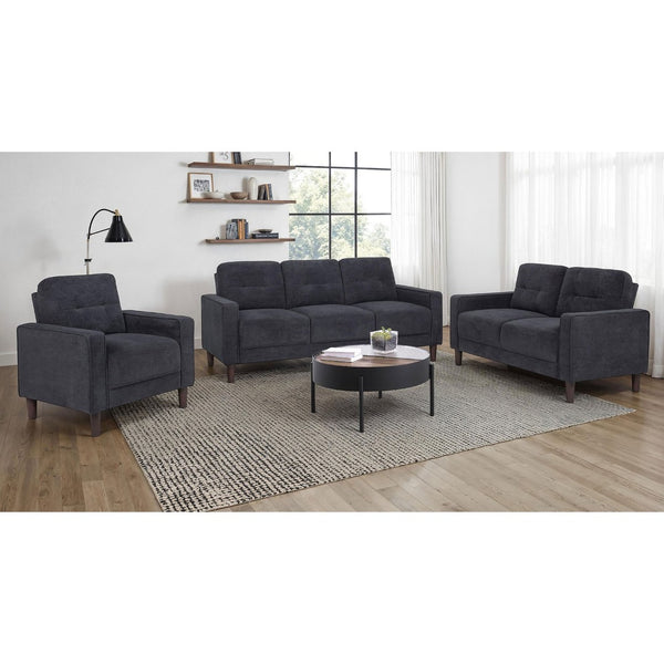 English Elm Heather Tufted Track Arm Polyester Loveseat Compact Tailored Seating for Modern Rooms Steel Gray B062P512429