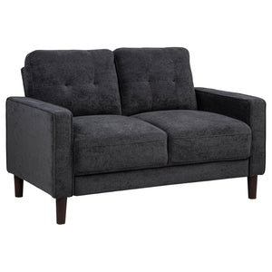 English Elm Heather Tufted Track Arm Polyester Loveseat Compact Tailored Seating for Modern Rooms Steel Gray B062P512429