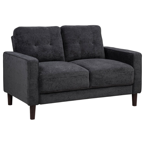English Elm Heather Tufted Track Arm Polyester Loveseat Compact Tailored Seating for Modern Rooms Steel Gray B062P512429