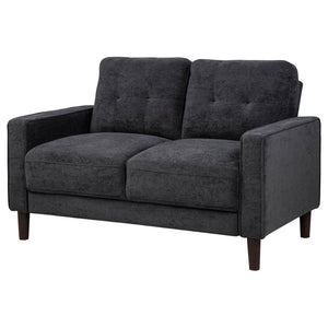 English Elm Heather Tufted Track Arm Polyester Loveseat Compact Tailored Seating for Modern Rooms Steel Gray B062P512429