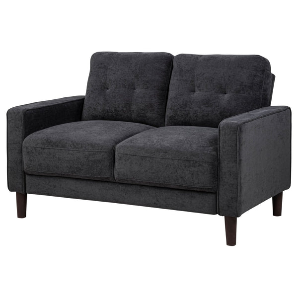 English Elm Heather Tufted Track Arm Polyester Loveseat Compact Tailored Seating for Modern Rooms Steel Gray B062P512429