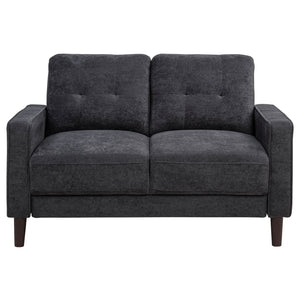 English Elm Heather Tufted Track Arm Polyester Loveseat Compact Tailored Seating for Modern Rooms Steel Gray B062P512429