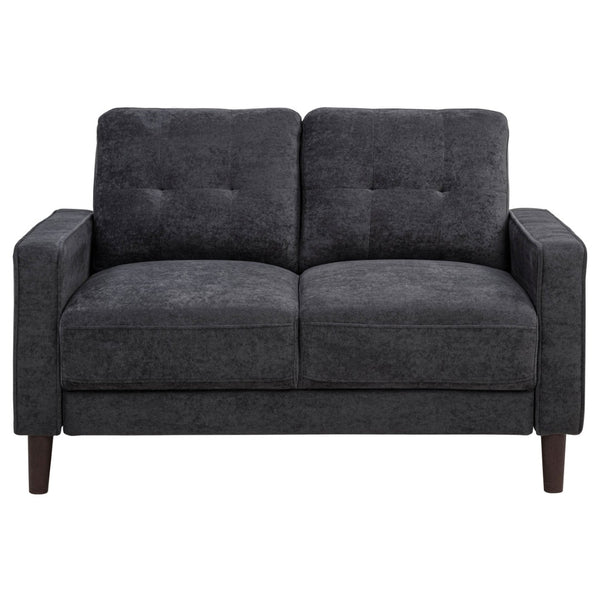 English Elm Heather Tufted Track Arm Polyester Loveseat Compact Tailored Seating for Modern Rooms Steel Gray B062P512429