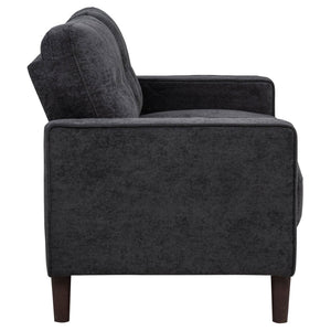 English Elm Heather Tufted Track Arm Polyester Loveseat Compact Tailored Seating for Modern Rooms Steel Gray B062P512429
