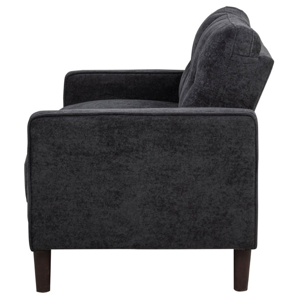 English Elm Heather Tufted Track Arm Polyester Loveseat Compact Tailored Seating for Modern Rooms Steel Gray B062P512429