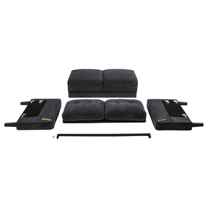 English Elm Heather Tufted Track Arm Polyester Loveseat Compact Tailored Seating for Modern Rooms Steel Gray B062P512429