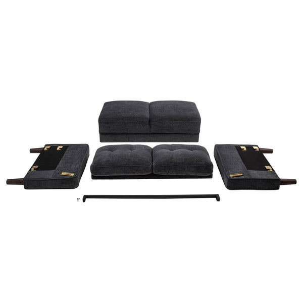 English Elm Heather Tufted Track Arm Polyester Loveseat Compact Tailored Seating for Modern Rooms Steel Gray B062P512429