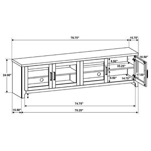 English Elm Trowbridge Oak Veneer Media Console with Glass Front Doors and Antique Brass Pulls B062P512456
