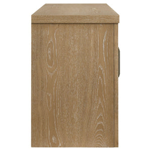 English Elm Trowbridge Oak Veneer Media Console with Glass Front Doors and Antique Brass Pulls B062P512456