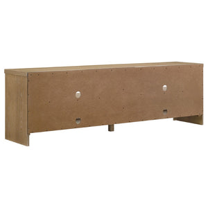 English Elm Trowbridge Oak Veneer Media Console with Glass Front Doors and Antique Brass Pulls B062P512456