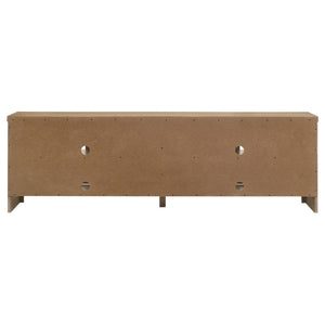 English Elm Trowbridge Oak Veneer Media Console with Glass Front Doors and Antique Brass Pulls B062P512456