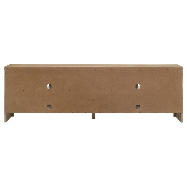 English Elm Trowbridge Oak Veneer Media Console with Glass Front Doors and Antique Brass Pulls B062P512456
