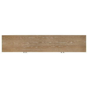 English Elm Trowbridge Oak Veneer Media Console with Glass Front Doors and Antique Brass Pulls B062P512456