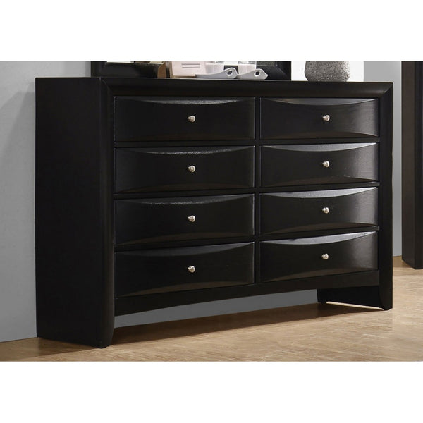 English Elm Palamino Eight Drawer Dresser Sculpted Black Finish Brushed Nickel Bedroom Storage B062P512471