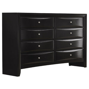 English Elm Palamino Eight Drawer Dresser Sculpted Black Finish Brushed Nickel Bedroom Storage B062P512471