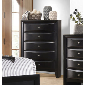 English Elm Palamino Five Drawer Black Chest Sculpted Fronts Brushed Nickel Hardware Bedroom Storage B062P512472