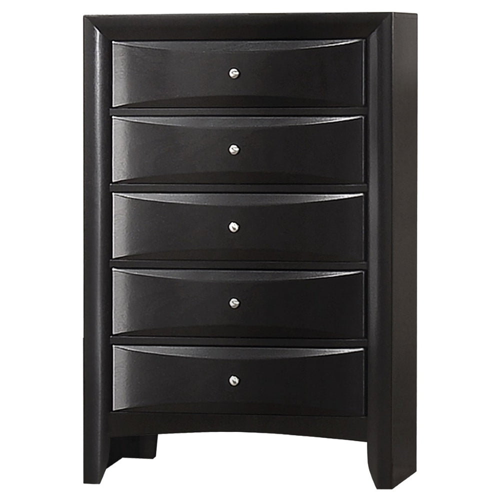 English Elm Palamino Five Drawer Black Chest Sculpted Fronts Brushed Nickel Hardware Bedroom Storage B062P512472