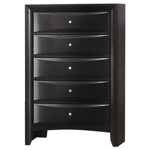 English Elm Palamino Five Drawer Black Chest Sculpted Fronts Brushed Nickel Hardware Bedroom Storage B062P512472