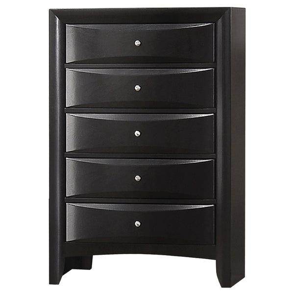 English Elm Palamino Five Drawer Black Chest Sculpted Fronts Brushed Nickel Hardware Bedroom Storage B062P512472