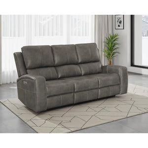 English Elm Boyce Power Reclining Sofa with USB Charging Console and Leatherette Seating B062P512473