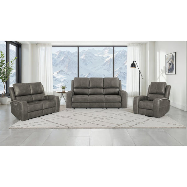 English Elm Boyce Power Reclining Sofa with USB Charging Console and Leatherette Seating B062P512473