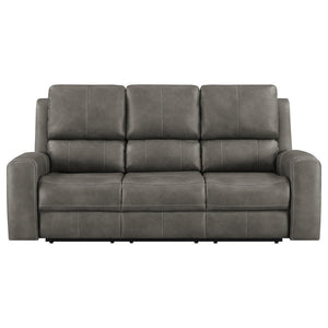 English Elm Boyce Power Reclining Sofa with USB Charging Console and Leatherette Seating B062P512473