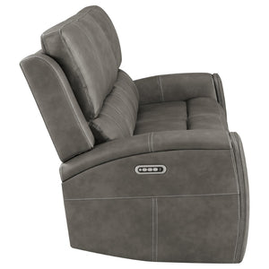 English Elm Boyce Power Reclining Sofa with USB Charging Console and Leatherette Seating B062P512473