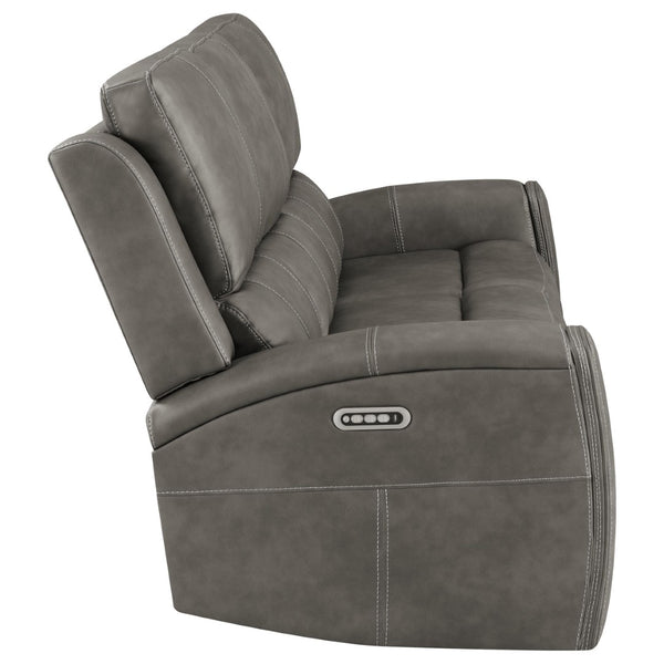 English Elm Boyce Power Reclining Sofa with USB Charging Console and Leatherette Seating B062P512473