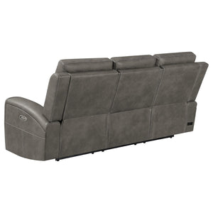 English Elm Boyce Power Reclining Sofa with USB Charging Console and Leatherette Seating B062P512473