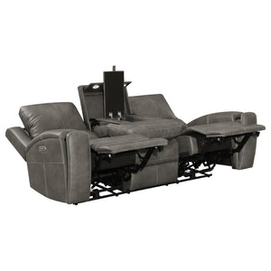 English Elm Boyce Power Reclining Sofa with USB Charging Console and Leatherette Seating B062P512473