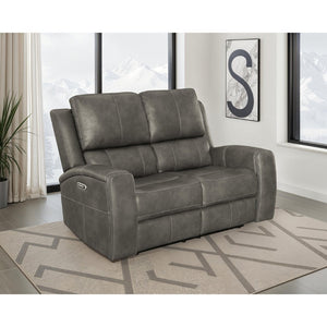 English Elm Boyce Leatherette Power Reclining Loveseat with Motorized Lumbar and USB Charging B062P512474