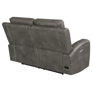 English Elm Boyce Leatherette Power Reclining Loveseat with Motorized Lumbar and USB Charging B062P512474