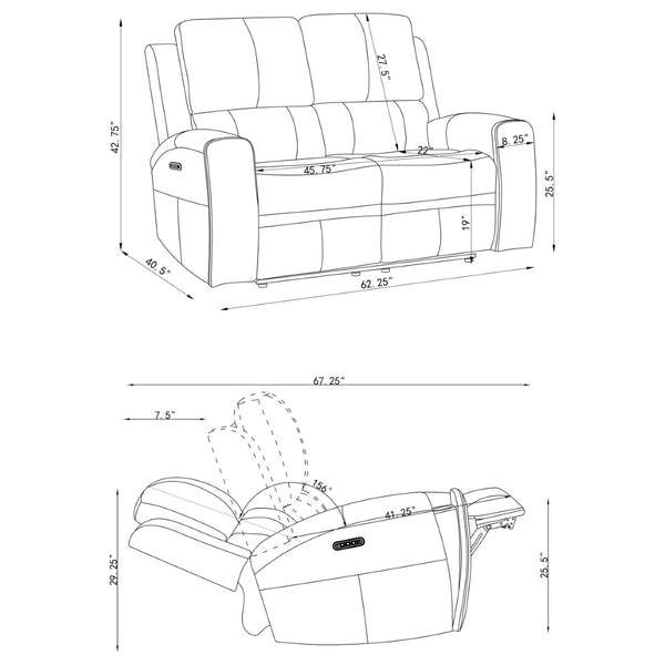 English Elm Boyce Zero Gravity Power Reclining Loveseat with USB Charging and Hidden Cup Holders B062P512482