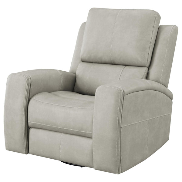 English Elm Boyce Grey Leatherette Triple Power Recliner with Swivel Glider and Channel Stitching B062P512483
