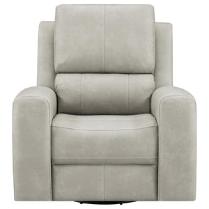 English Elm Boyce Grey Leatherette Triple Power Recliner with Swivel Glider and Channel Stitching B062P512483