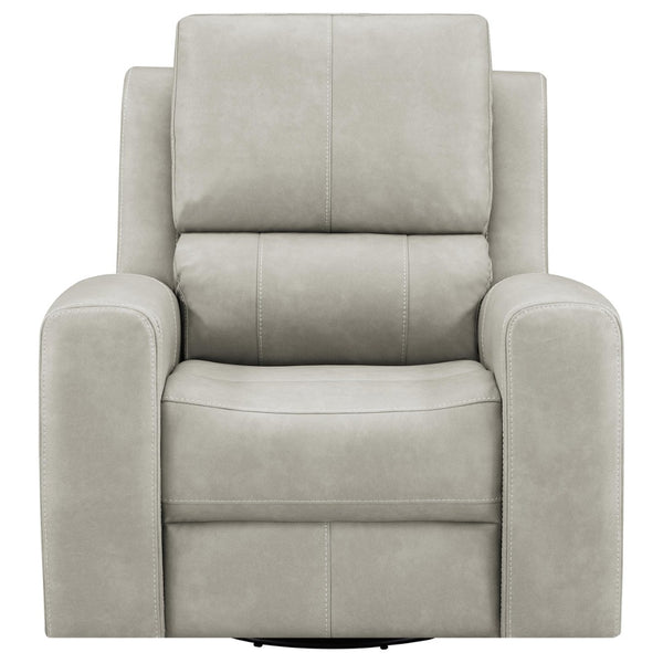 English Elm Boyce Grey Leatherette Triple Power Recliner with Swivel Glider and Channel Stitching B062P512483